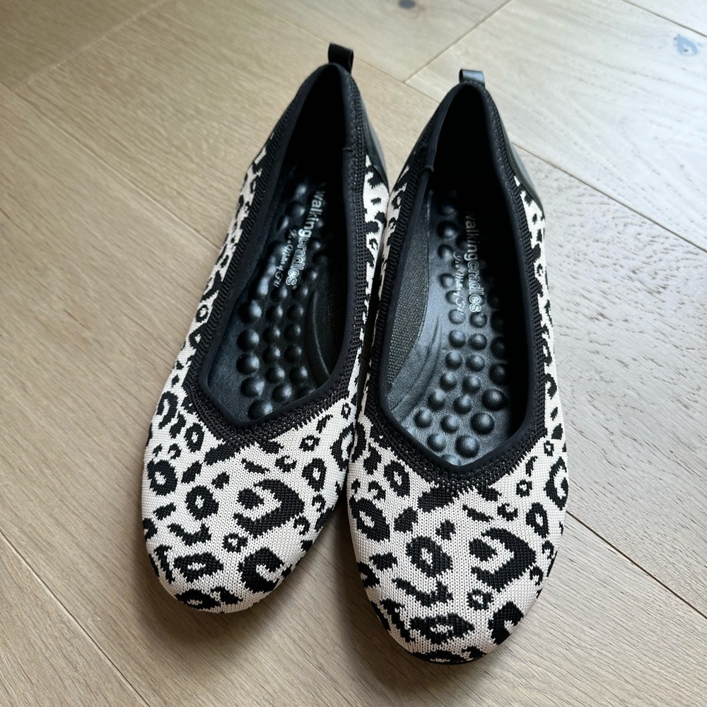 Walking cradle.  Worn once.  Leopard loafers